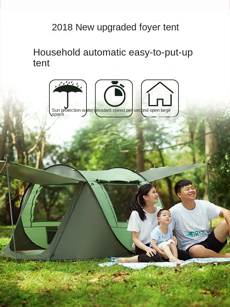 Cheap Goat Tents Outdoor Camping 3 4 People Automatic Outdoor Tent Camping Rainproof Tent  Throwing Tent Building Free Easy to Put up Tent   